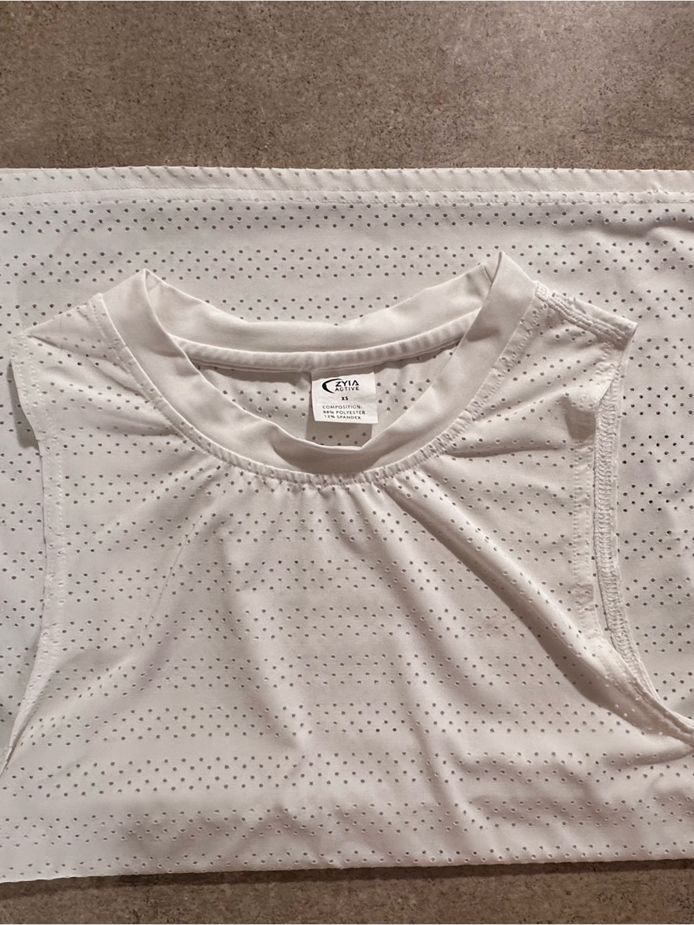 ZYIA White Perforated Sleeveless Tank